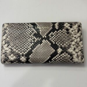 Kate Spade Slim Leather Snap Wallet | OS | Cool-Tone Snake